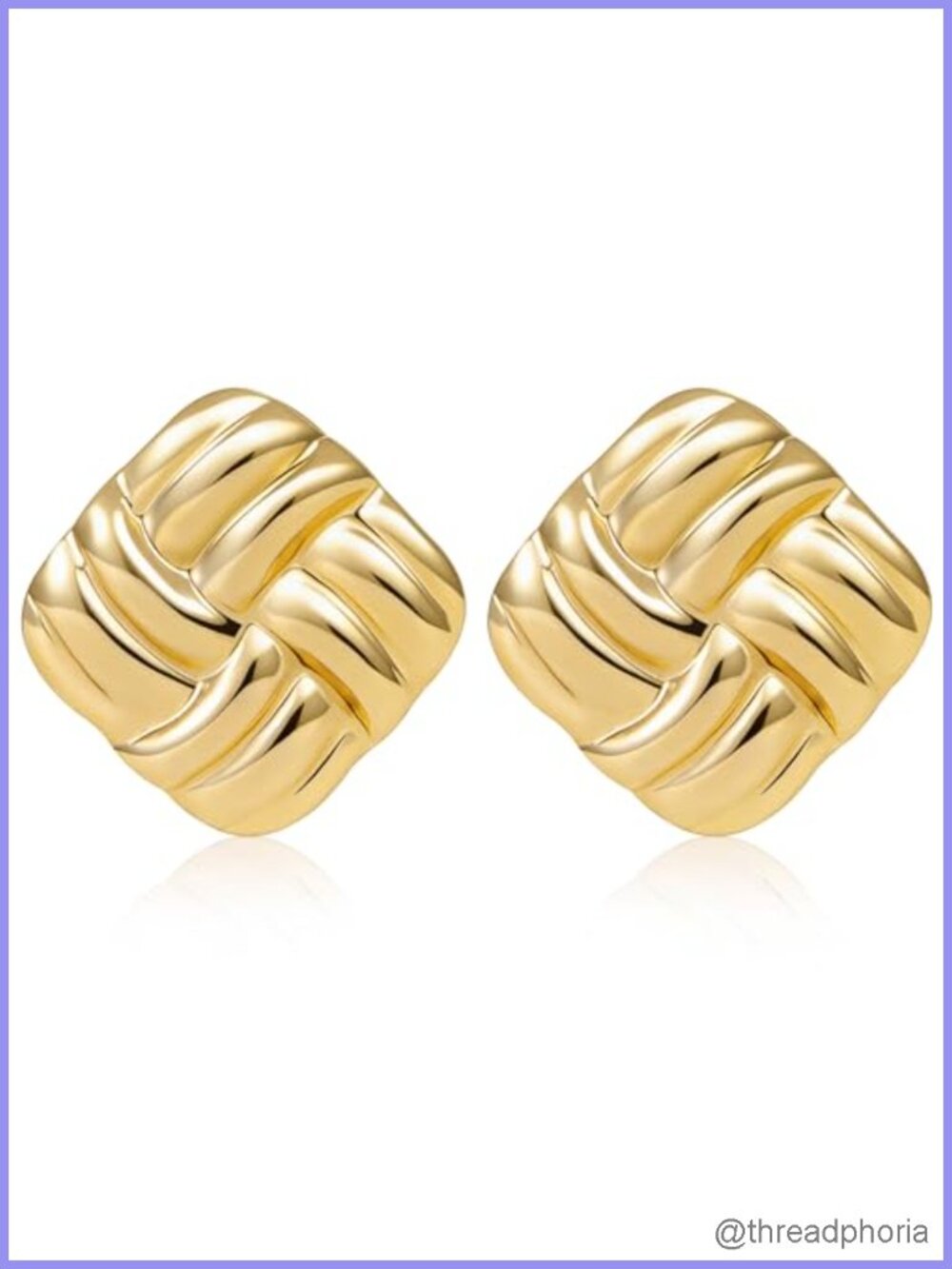 18K Gold Plated Stainless Steel Square Stud Earrings